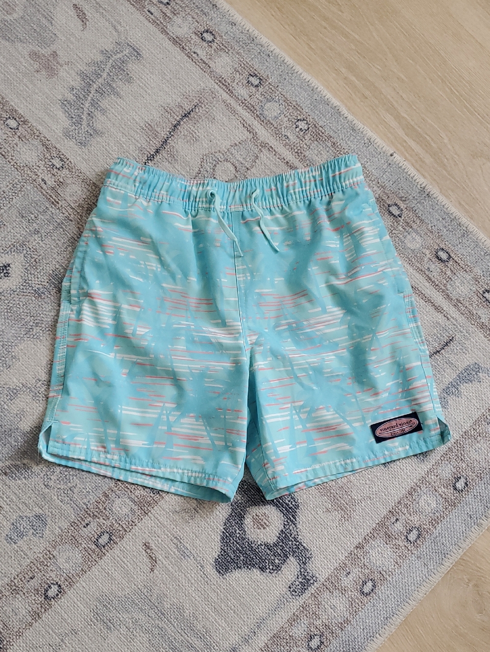 Vineyard Vines Boys Aqua Palm Swim Trunks SzM